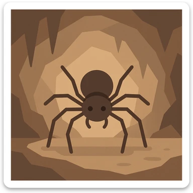 Flat design style spider in the cave sticker