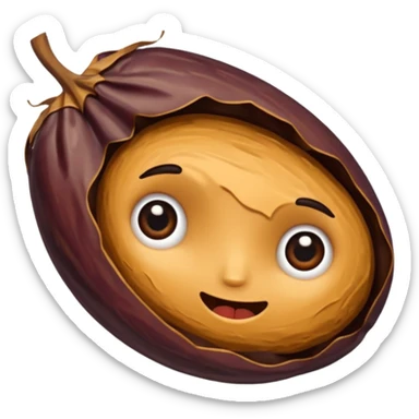 cute (dried) date fruit sticker. Drie dates have dark brown color are oblong, kind of crumpled like prunes. no stem. By cure i mean it may be cartoonified, may include face features. sticker