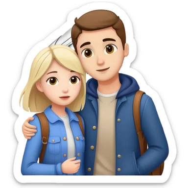 Girl says goodbye to boyfriend who is travelling by train sticker