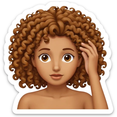 A tan woman with curly hair scratching her head  sticker