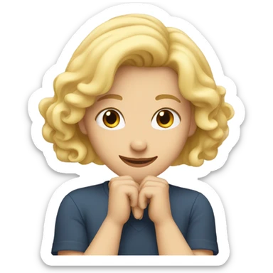 with blonde hair making heart with hands sticker