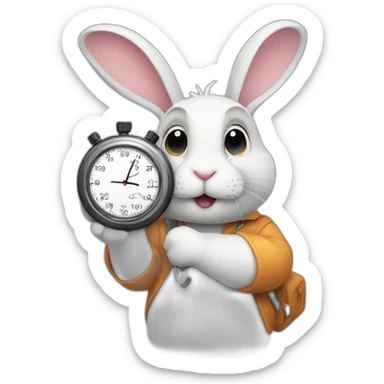 rabbit holding a stopwatch sticker