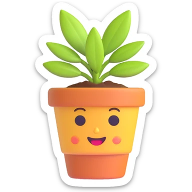 A 3D emoji of a potted plant sticker