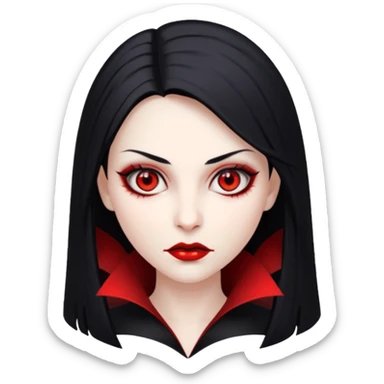 A woman vampire, pale skin, red eyes and black straight hair. sticker