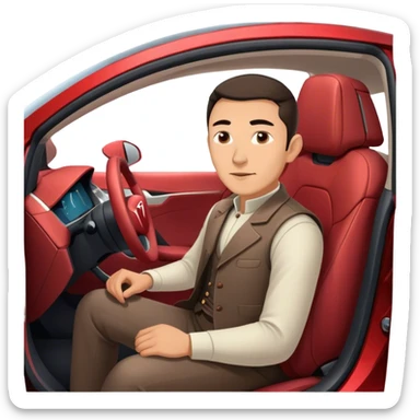 Tatar man sitting in Tesla. sticker