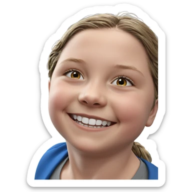 smiling solo portrait with grin sticker