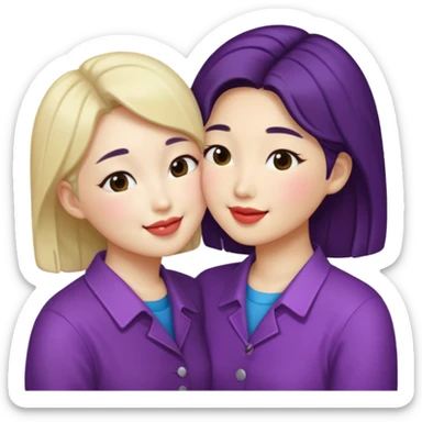 Korean lesbians, kissing sticker