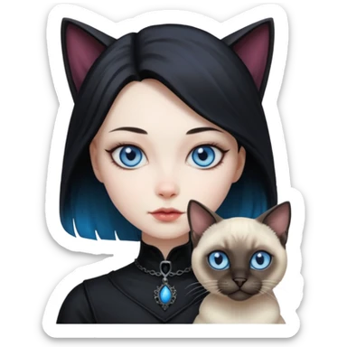 Gothic girl with siame cat sticker