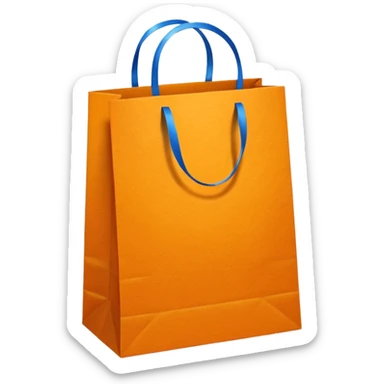 orange gift bag with blue handles sticker