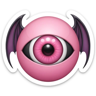 Pink eyeball with bat wings sticker
