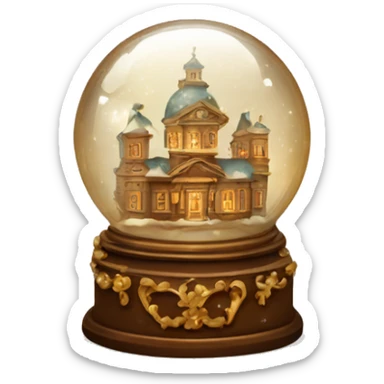 vintage brown rococo snow globe sticker