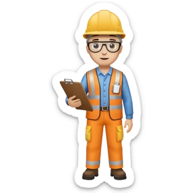 engineer standing full body with clipboard sticker