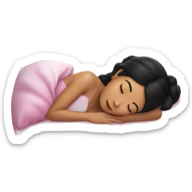 sleeping beauty black hair asian girl with a silk pillow sticker