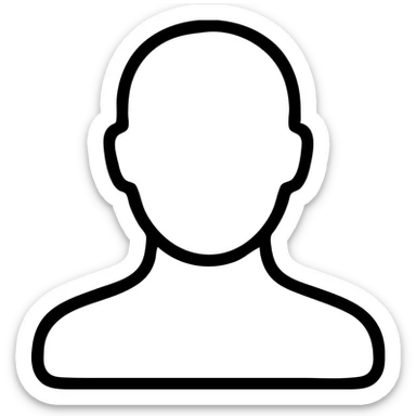 icon of human head and shoulders with more detailed outer contour, no internal details, no fill, outline style, no text sticker