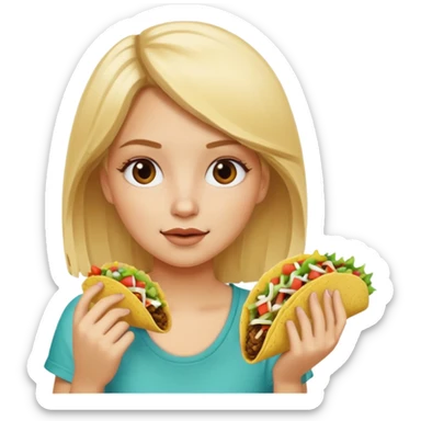 Blonde girl eating tacos sticker