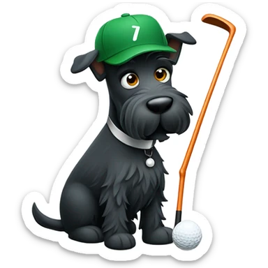 Scottish terrier dog cartoon holding golf putter sticker