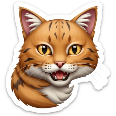 a cat biting the bobcats neck  sticker