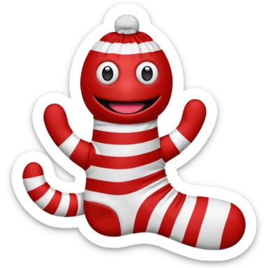 sock puppet with button eyes, red and white sock sticker