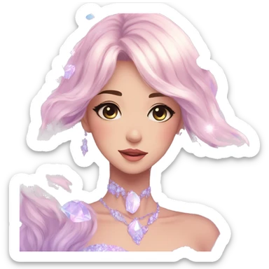 Gorgeous Beautiful Anime-Pastel-Lady with crystals aesthetic sticker