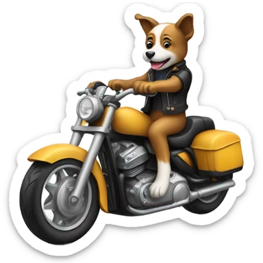 Dog riding on motorcycle sticker