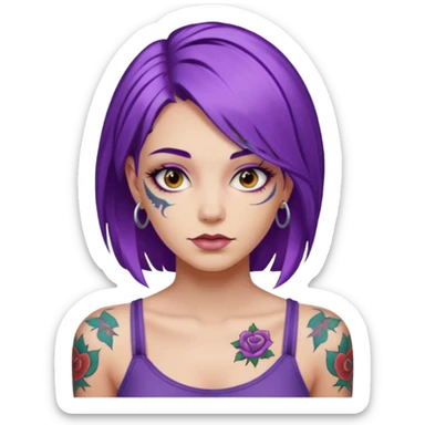 women with tatoos and hightlight that tatoos with purple hair sticker