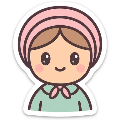 Cute Amish woman, pink bonnet, emoji style sticker