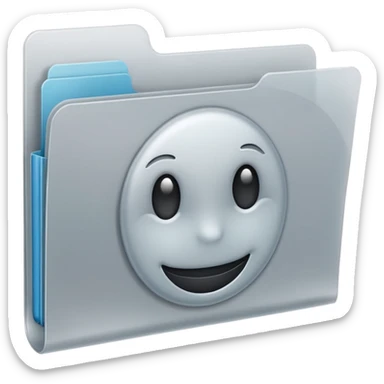 A **minimal emoji-style icon** of a frosted light-gray plastic folder, rectangular with **rounded corner*, **elastic string closure with a circular button** at the center, slightly translucent surface, clean flat front, subtle soft shading, a
 sticker