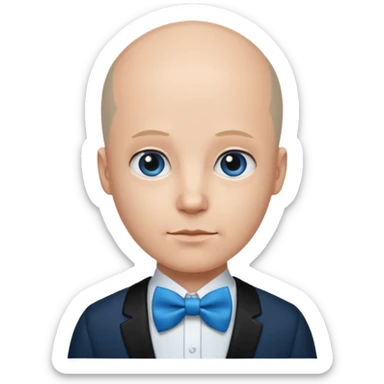 Bald with blue bow tie, balck dress sticker