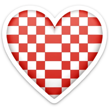 red and white gingham heart sticker