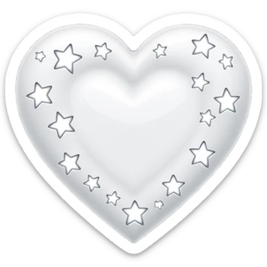 Cuore bianco elegate con stelle luminose a forma di rombo nei lati del cuore sticker