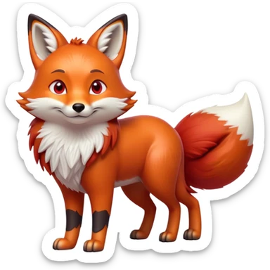 cinematic-noble [fox]-realistic-full-body-standing on all fours-emoji,-tail-tucked-close,-head-tilted-dramatically,-fox-[red]-fur,-simplified-yet-realistic-focused-features,-highly-detailed,-glowing-with-an-almost-sarcastic-glow  expressive eyes sticker