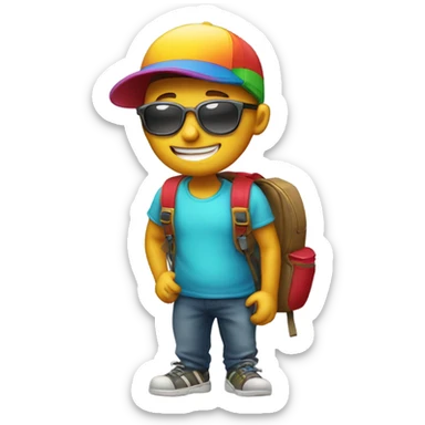 boy smiling outdoors with accessories sticker