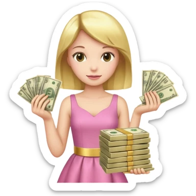 pink girl with wealth sticker