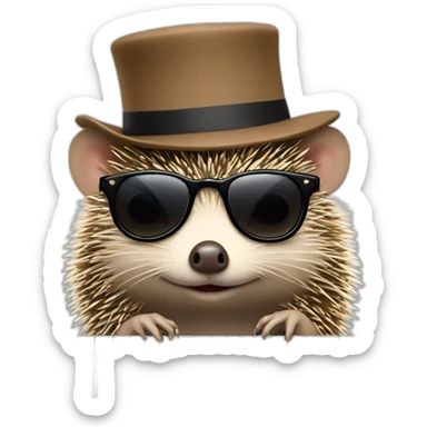 Hedgehog wearing a fedora and black sunglasses, playing piano sticker