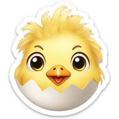 baby chicken with hair hatching from an egg sticker