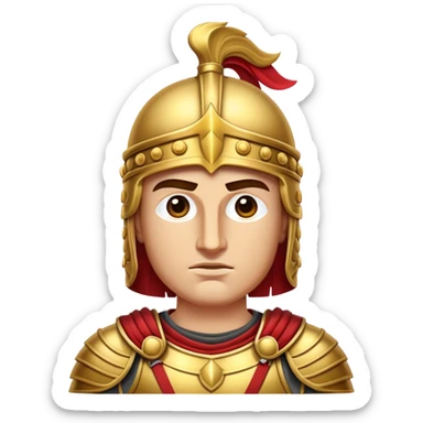 Cinematic Realistic Alexander the Great Portrait Emoji, depicted as a bold, charismatic ancient conqueror in regal armor with a commanding gaze, rendered with lifelike textures and dramatic heroic lighting that captures his legendary ambition. sticker