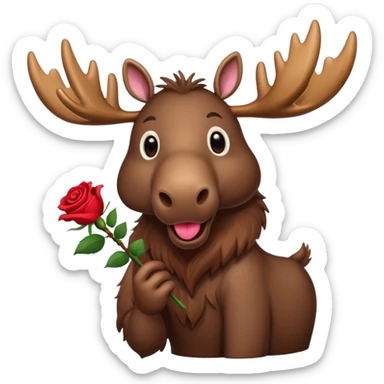 Moose with rose sticker