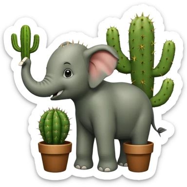 elephant and cactus sticker