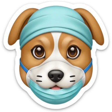 dog Wearing Medical Mask sticker