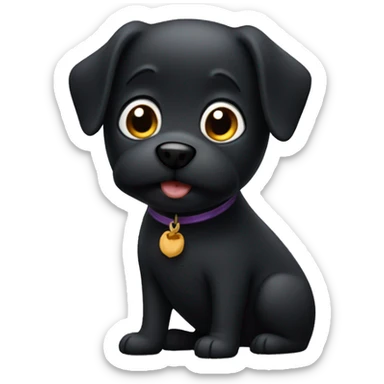 A black dog thats very chubby and has a tiny tail sticker