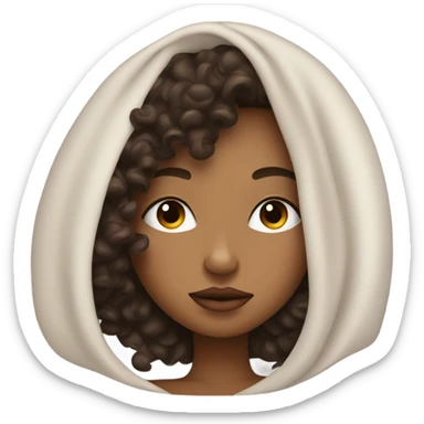 natural light shade girl with dark brown curly hair sleeping, juicy lips  sticker