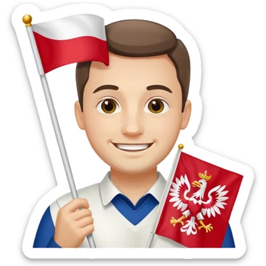 realistick polish man with poland flag sticker
