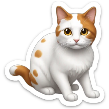 Un chat de poil blanc noir et roux sticker