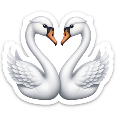 Two swans kissing with their necks making a heart sticker