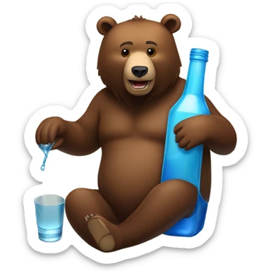 A brown bear drinking Azul tequila  sticker