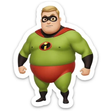 green fat mr incredible farting  sticker
