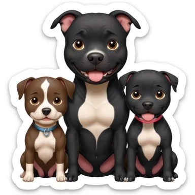 Black pitbull dog with mom and dad  sticker