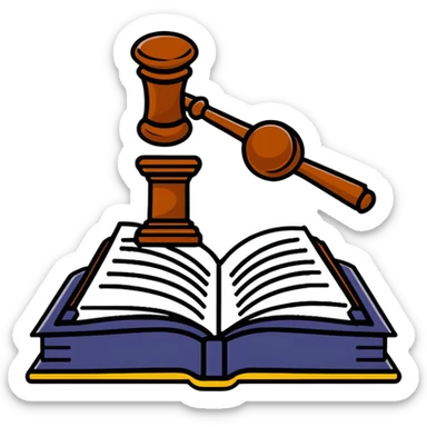 Law book with gavel sticker