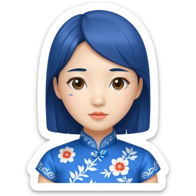blue cheongsam girl, korean sticker