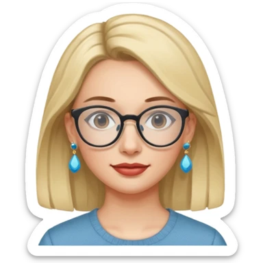 Signora con occhiali e orecchini celesti sticker